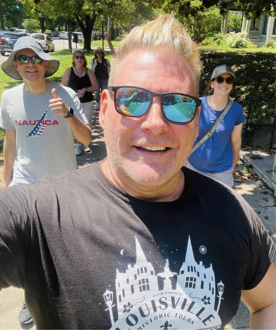 David Dominé leading a Louisville Historic Tours walking tour in Old Louisville