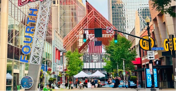 Fourth Street Live entertainment district on the downtown Louisville walking tour