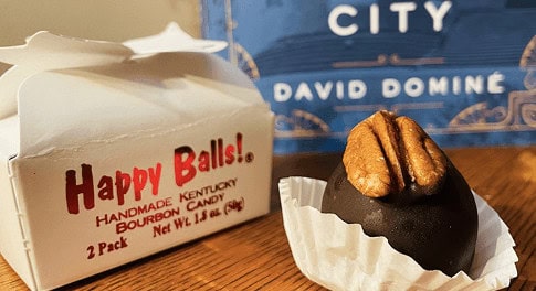 Happy Balls bourbon candy sampling on the Louisville true crime tour